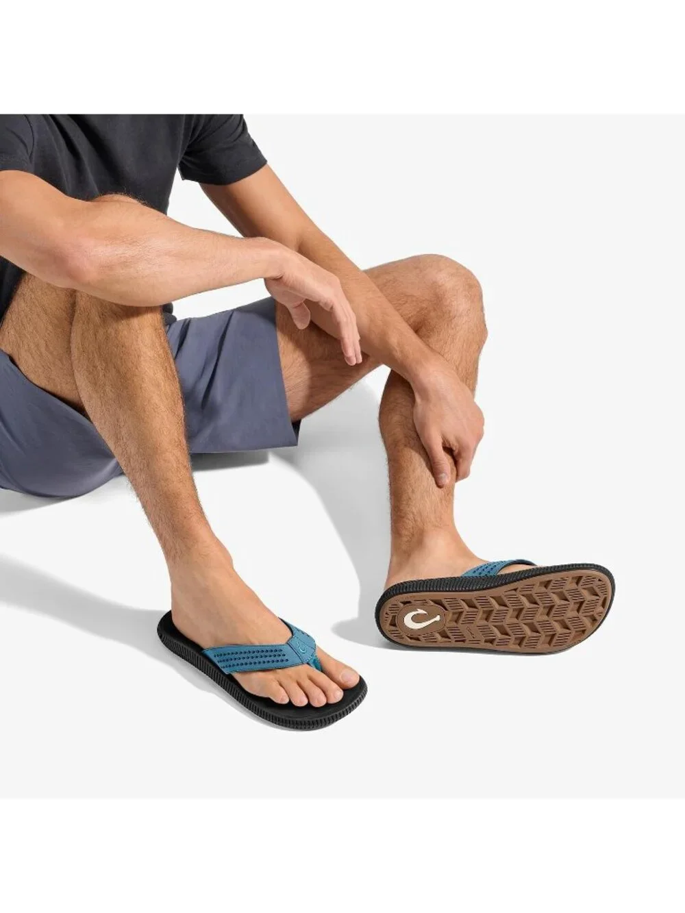 Men's Blue Fog Resistant Flip Flops Arch Support Comfort Fit Beach Sandal Shoes